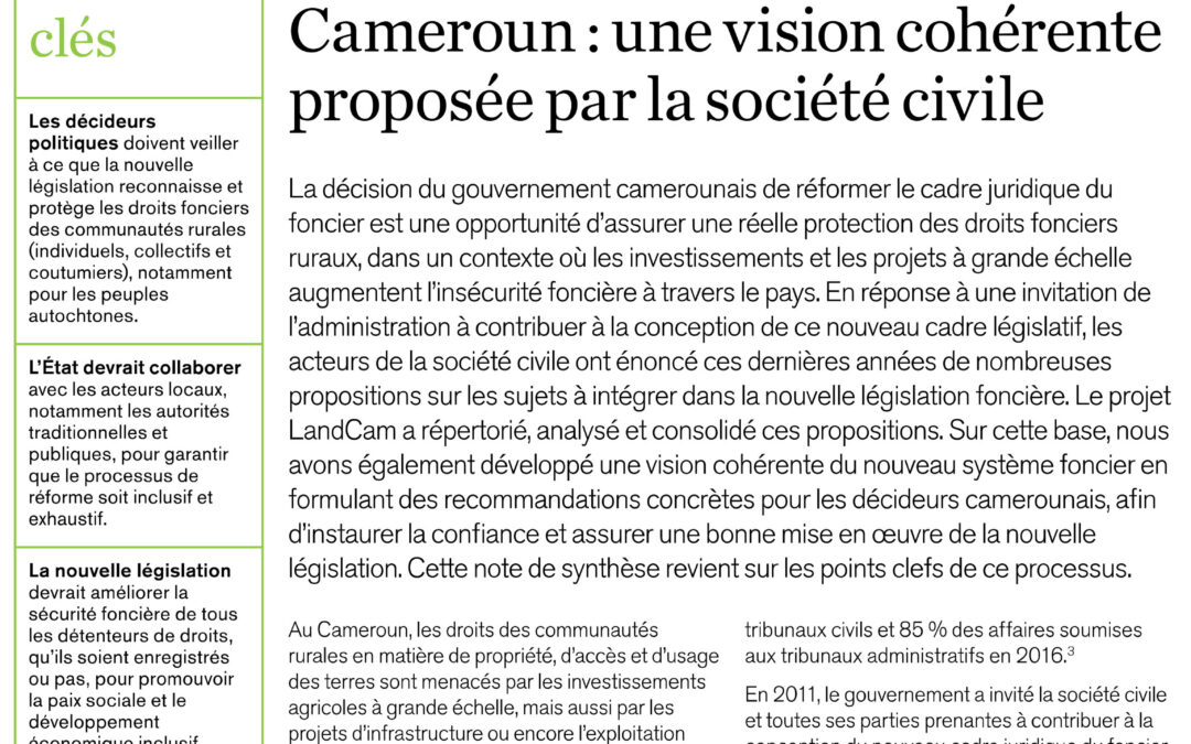 La réforme foncière auCameroun : une vision cohérenteproposée par la société civile