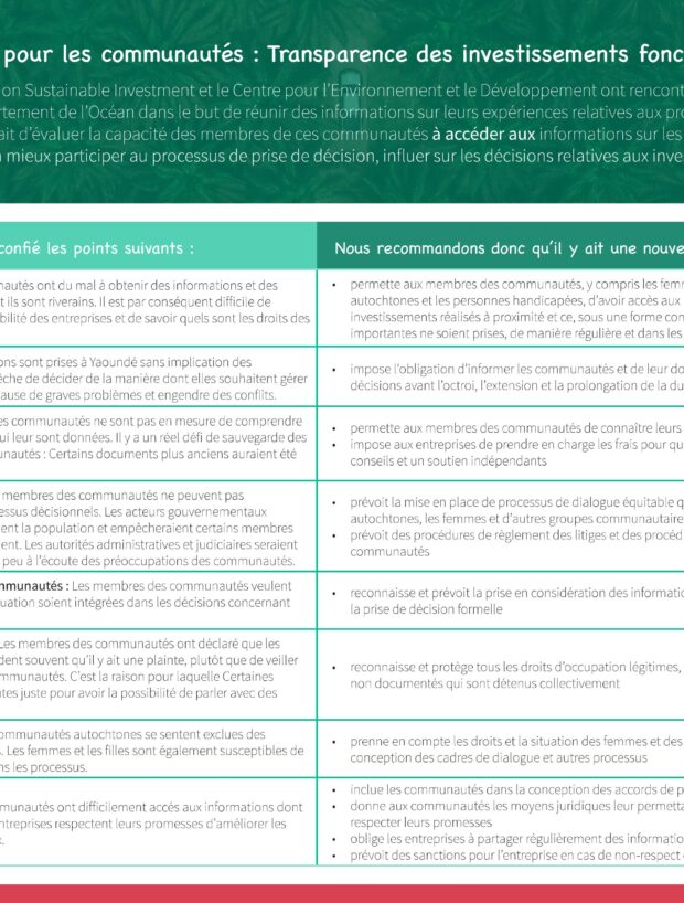 Note d’information pour les communautés